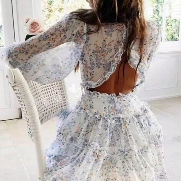 BESTSELLER🌸 Floral Print Ruffle Long Sleeve Dress - Picture 2 of 4